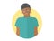 Weak, sad, depressed black boy in glasses. Flat design icon. Handsome man with feeble depression emotion. Simply editable