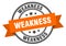 weakness label sign. round stamp. band. ribbon