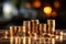 Wealth Accumulation Coins Stacked on Table with Bokeh Background, Illustrating the Concept of Financial Prosperity. created with