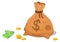 Wealth cartoon icon. Money bag with dollar cash