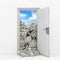 Wealth Concept. Opening Door with Heap of Dollar Bills. 3d Rendering