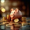 Wealth plan Piggy bank, saving money, real estate for prosperity