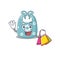 Wealthy baby apron cartoon character with shopping bags