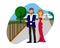 Wealthy Couple Flat Cartoon Vector Illustration