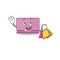 Wealthy womens wallet cartoon character with shopping bags