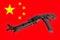 Weapon - Assault rifle China of a flag background