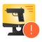 Weapon on computer flat icon. Computer attack color icons in trendy flat style. Gun on desktop gradient style design