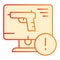 Weapon on computer flat icon. Computer attack orange icons in trendy flat style. Gun on desktop gradient style design