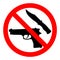 Weapon prohibited icon. Forbidding vector sign `No weapons` with gun and knife.