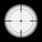 Weapon sight, sniper rifle optical scope on black background. Hunting gun viewfinder with crosshair. Aim, shooting mark