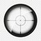 Weapon sight, sniper rifle optical scope. Hunting gun viewfinder with crosshair. Aim, shooting mark symbol. Military