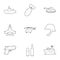 Weaponry icons set, outline style