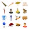 Weapons, food, parking and other web icon in cartoon style. transportation, dentistry, winemaking icons in set