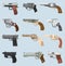 Weapons vector handguns collection.