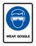 Wear Goggle Symbol Sign ,Vector Illustration, Isolate On White Background Label. EPS10
