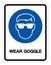 Wear Goggle Symbol Sign ,Vector Illustration, Isolate On White Background Label. EPS10