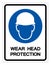 Wear Head Protection Symbol Sign,Vector Illustration, Isolated On White Background Label. EPS10