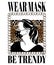 Wear mask be trendy. Vector hand drawn illustration of girl in face mask with pearls and chain .