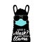 Wear a mask design with lettering and llama silhouette.No probllama alpaca wearing safety mask and sunglasses