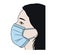 Wear mask. girl vector. Protect from Virus vector Coronavirus COVID-19 not allowed and prohibited infection
