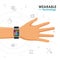 Wearable technology hand smartwatch media icons