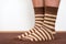 Wearing comfortable striped socks