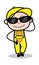 Wearing Cool Sunglasses - Retro Repairman Cartoon Worker Vector Illustration