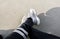 Wearing sneakers, ADIDAS ULTRA BOOST, White and gray shoes