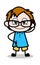 Wearing Specs - School Boy Cartoon Character Vector Illustration