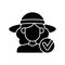 Wearing wide brimmed hat black glyph icon
