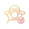 Wearing wide brimmed hat gradient linear vector icon