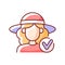 Wearing wide brimmed hat RGB color icon