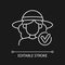 Wearing wide brimmed hat white linear icon for dark theme