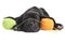 Weary puppy great dane black sleeps about colored threads balls.