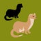 Weasel vector illustration flat style black silhouette