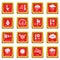 Weater icons set red square vector