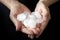 Weather anomaly hail in hands