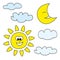 Weather cartoon icons vector illustrations on white background