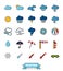 Weather and climate filled line icons set