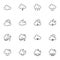 Weather cloud line icons set