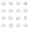 Weather clouds line icons set