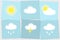 Weather day icon Sun cloud rain lightning snow simple isolated on blue background Icon symbol sunny cloudy rainy snowy weather Set