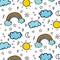 Weather Doodle Vector Pattern Background.