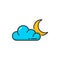 Weather forecast, cloud overcast and moon icon