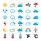 Weather forecast colorful icons set