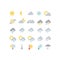 Weather forecast colorful vector icon set