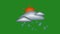 Weather forecast on a green background, ten animated icons.