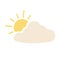 Weather forecast icon, seasons clouds. Cloudy climate with sun.