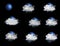 Weather Forecast Icons Set, on a dark background