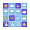Weather forecast info icon collection layered style. Climat weather elements. Modern button for Metcast WF report, meteo